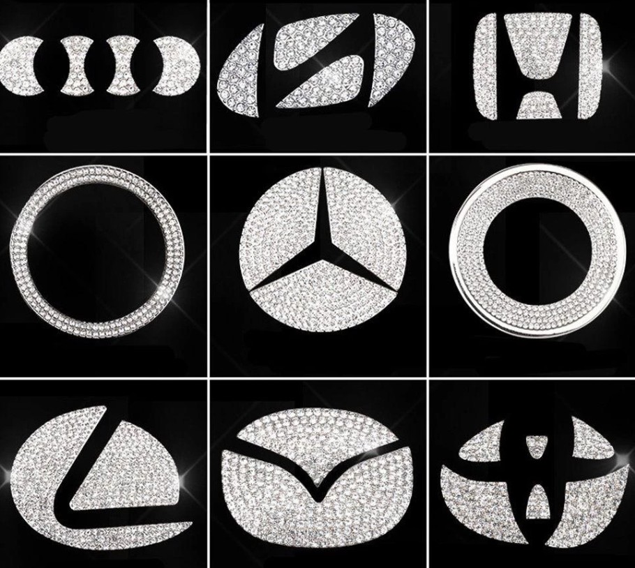 Miếng Dán Trang Trí Vô Lăng Xe Ô Tô HTGHTG, Kim Cương Giả Cho Mercedes, Toyota, BMW, Mazda