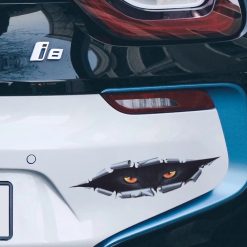 Miếng Dán Trang Trí Xe Hơi Họa Tiết Đôi Mắt Mèo 3D Phản Quang, Chống Thấm Nước