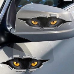 Miếng Dán Trang Trí Xe Hơi Họa Tiết Đôi Mắt Mèo 3D Phản Quang, Chống Thấm Nước