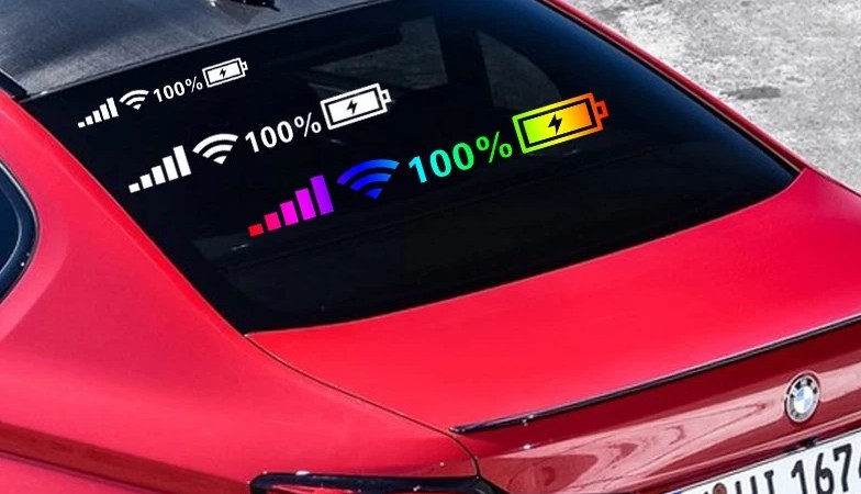 Miếng Dán Trang Trí Xe Hơi Họa Tiết Wifi Đa Màu, Chất Liệu PVC Bền, Tạo Điểm Nhấn Cho Xe