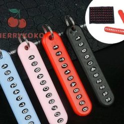 Móc Chìa Khóa Mini Cherry Kèm Bảng Số Điện Thoại Chống Rơi Thất Lạc