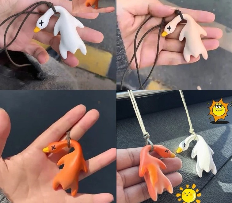 Móc Khóa Vịt Quay Đổi Màu, Đồ Chơi Trang Trí Sáng Tạo Khi Tiếp Xúc Ánh Nắng UV