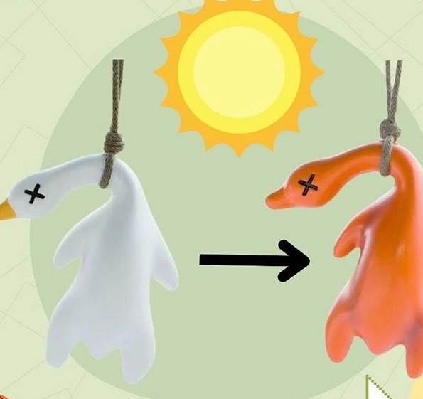 Móc Khóa Vịt Quay Đổi Màu, Đồ Chơi Trang Trí Sáng Tạo Khi Tiếp Xúc Ánh Nắng UV