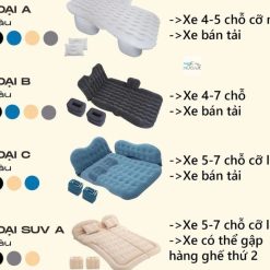 Nệm Hơi, Giường Đệm Hơi Cho Xe Ô Tô 5 Chỗ, 7 Chỗ Và Xe Bán Tải