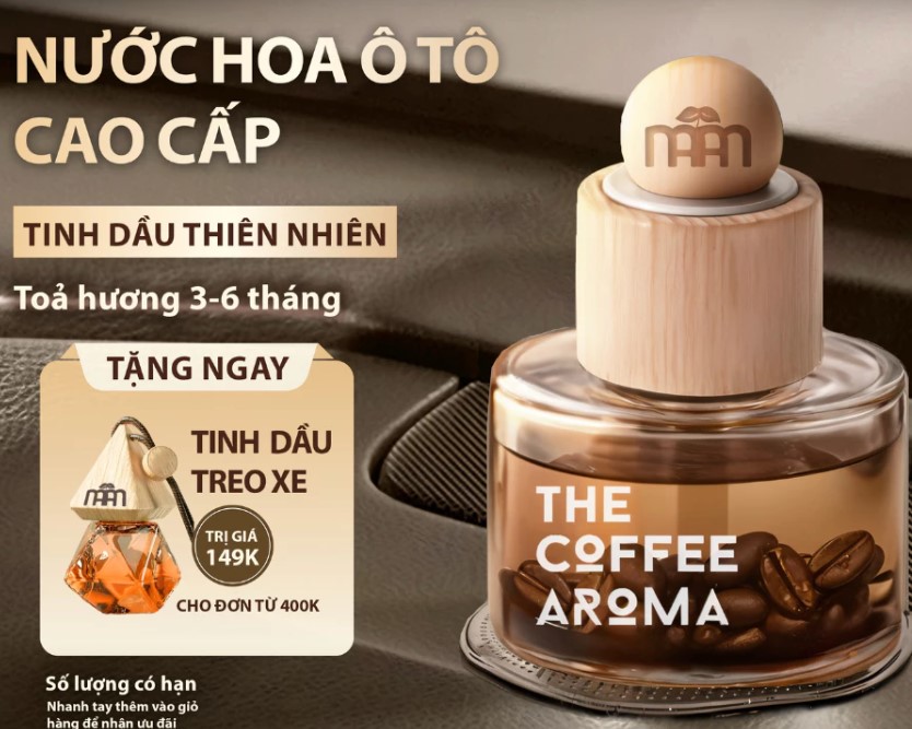 Nước Hoa Ô Tô Cao Cấp Hương Cà Phê Mầm Aroma, Khử Mùi Xe Hơi, Hương Coffee, Không Gây Say Xe