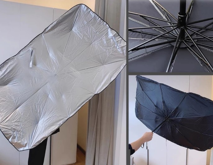 Ô Che Nắng Ô Tô Cao Cấp 2 Trong 1, Chắn Nắng Kính Lái, Chống Nóng & Tia UV Hiệu Quả