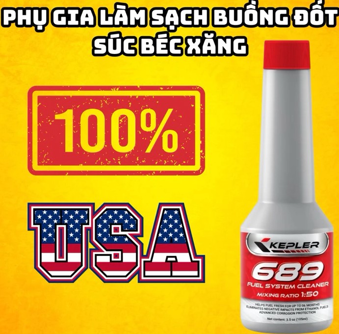 Phụ Gia Súc Béc Xăng KEPLER FUEL SYSTEM CLEANER (105mL) Làm Sạch Buồng Đốt, Tẩy Cặn Carbon Cho Xe Máy