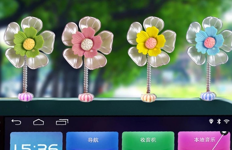 Phụ Kiện Trang Trí Gương Chiếu Hậu Xe Hơi Hình Hoa Cúc, Đồ Decor Hoạt Hình Dễ Thương