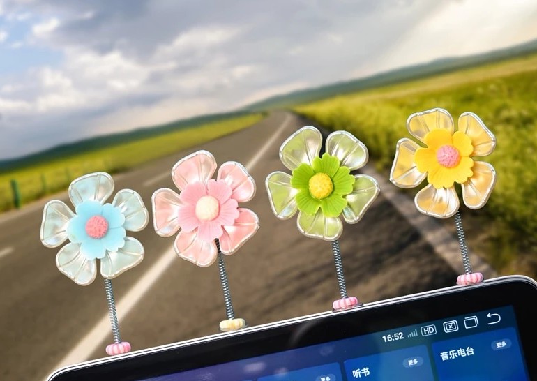 Phụ Kiện Trang Trí Gương Chiếu Hậu Xe Hơi Hình Hoa Cúc, Đồ Decor Hoạt Hình Dễ Thương