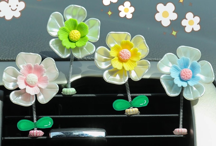 Phụ Kiện Trang Trí Gương Chiếu Hậu Xe Hơi Hình Hoa Cúc, Đồ Decor Hoạt Hình Dễ Thương