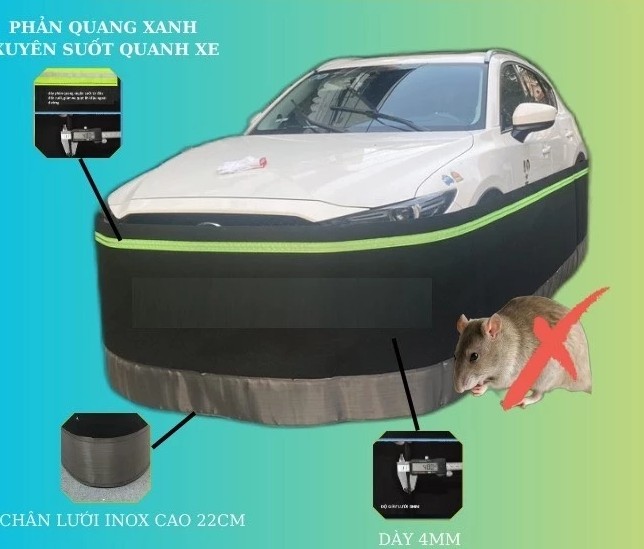 Quây Chống Chuột Ô Tô, Lưới Bảo Vệ Xe, Hàng Loại 1 Chân Inox 304, Tặng Kèm Khóa & Phụ Kiện