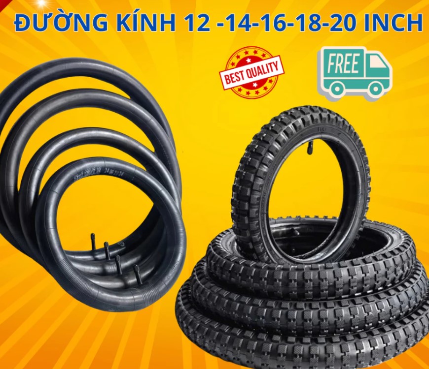 Săm Lốp Xe Đạp Trẻ Em, Chọn Size 12, 14, 16, 18, 20 inch Cao Su Tự Nhiên 1.75 – 2.4 inch