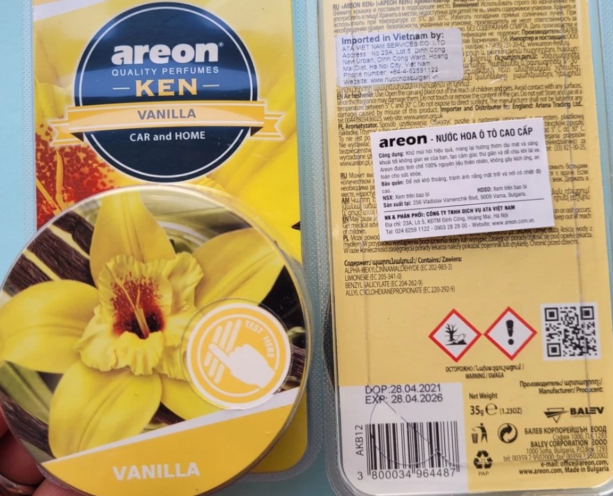 Sáp Thơm Xe Ô Tô AREON KEN Khử Mùi Xe Hơi Cao Cấp Nhập Khẩu Bulgaria