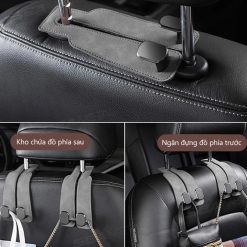 SEAMETAL Bộ 2 Móc Treo Ghế Ô Tô Kim Loại Bọc Da Lộn, Phụ Kiện Nội Thất Xe