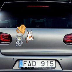 Set 3 Sticker Mèo Cào Vui Nhộn, Miếng Dán Trang Trí Chống Nước Cho Ô Tô, Xe Máy & Đồ Dùng Cá Nhân