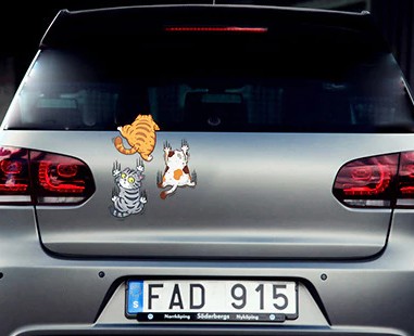 Set 3 Sticker Mèo Cào Vui Nhộn, Miếng Dán Trang Trí Chống Nước Cho Ô Tô, Xe Máy & Đồ Dùng Cá Nhân