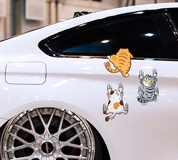 Set 3 Sticker Mèo Cào Vui Nhộn, Miếng Dán Trang Trí Chống Nước Cho Ô Tô, Xe Máy & Đồ Dùng Cá Nhân