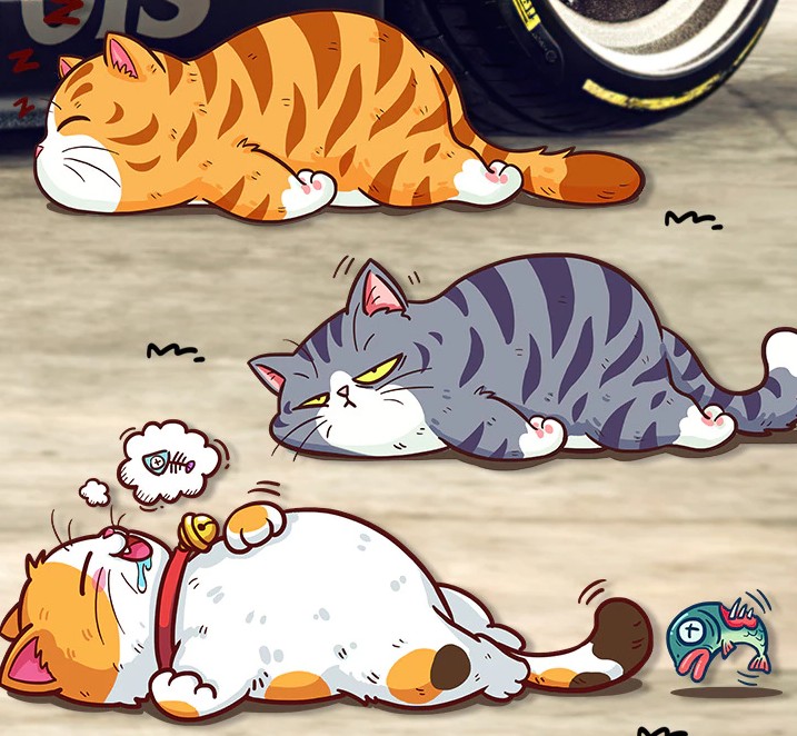 Set 3 Sticker Mèo Cào Vui Nhộn, Miếng Dán Trang Trí Chống Nước Cho Ô Tô, Xe Máy & Đồ Dùng Cá Nhân