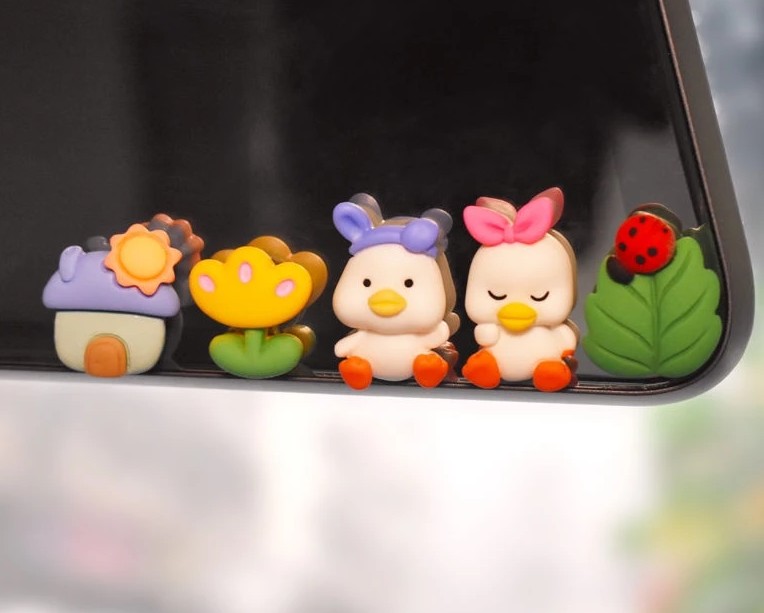 Set Miếng Dán Trang Trí Màn Hình Điều Khiển Xe Hơi, Hình Thỏ Dễ Thương, Phong Cách Hoạt Hình