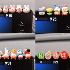 Set Miếng Dán Trang Trí Màn Hình Điều Khiển Xe Hơi, Hình Thỏ Dễ Thương, Phong Cách Hoạt Hình