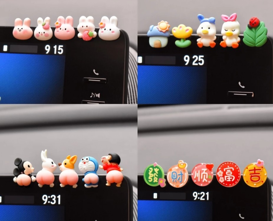 Set Miếng Dán Trang Trí Màn Hình Điều Khiển Xe Hơi, Hình Thỏ Dễ Thương, Phong Cách Hoạt Hình