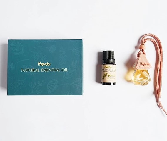 Set Tinh Dầu Sả Chanh Treo Xe Ô Tô, Khử Mùi, Thư Giãn, Nguyên Liệu Tự Nhiên Hapaku