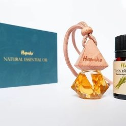 Set Tinh Dầu Sả Chanh Treo Xe Ô Tô, Khử Mùi, Thư Giãn, Nguyên Liệu Tự Nhiên Hapaku