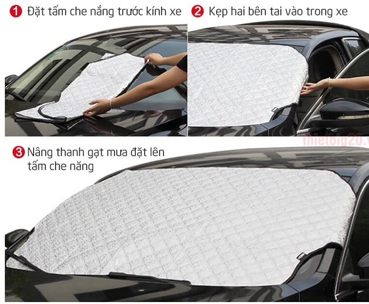 Tấm Che Nắng Kính Lái Ô Tô 3 Lớp Phản Quang, Bạt Phủ Chống Nóng, Chắn Tia UV, Bảo Vệ Nội Thất Xe Hơi
