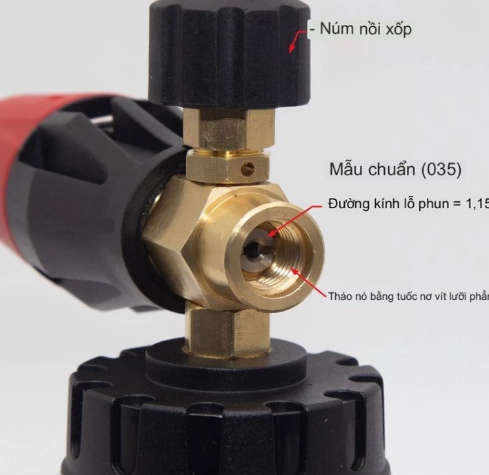 Tâm Phun Bình Bọt Tuyết Inox 304, Đầu Phun Chuyên Dụng Cho Máy Rửa Xe Cao Áp