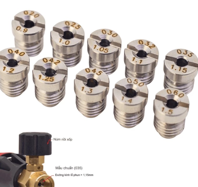 Tâm Phun Bình Bọt Tuyết Inox 304, Đầu Phun Chuyên Dụng Cho Máy Rửa Xe Cao Áp