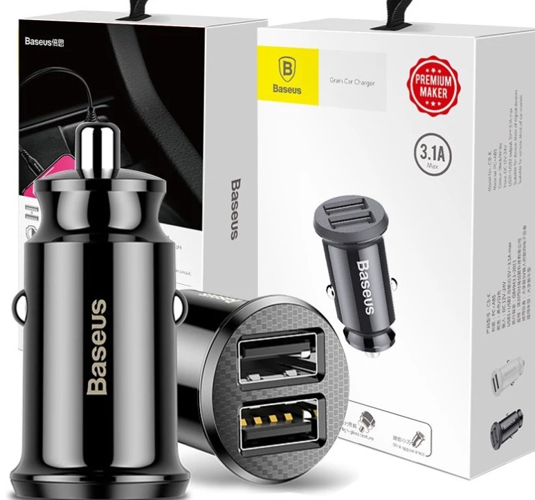 Tẩu Sạc Nhanh Baseus 3.1A 2 Cổng USB Dùng Cho Xe Ô Tô Sạc Tiện Lợi Nhanh