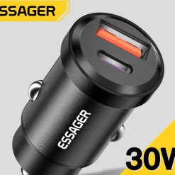 Tẩu Sạc Nhanh Ô Tô Essager 30W USB Type-C Mini 3.0 PD, Sạc Siêu Tốc Cho iPhone, Huawei & Các Thiết Bị Khác