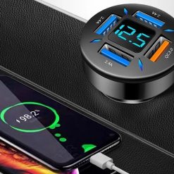 Tẩu Sạc Nhanh Ô Tô SEAMETAL QC3.0 & PD 66W, 4 Cổng USB Đa Năng, Hiển Thị Điện Áp