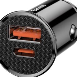 Tẩu Sạc Ô Tô Baseus Siêu Nhanh 30W, 2 Cổng USB & Type-C PD, QC3.0 An Toàn Chống Cháy Nổ, Có Đèn LED