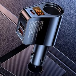 Tẩu Sạc Ô Tô Đa Năng 2 Cổng USB + Type-C PD 18W Chia 2 Lỗ Tẩu Thuốc, Sạc Nhanh QC3.0, Hiển Thị Điện Áp