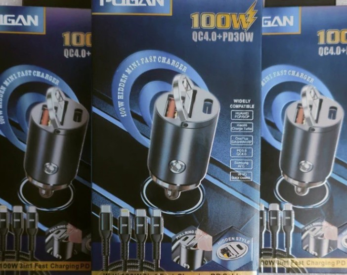 Tẩu Sạc Ô Tô PUGAN 100W – 2 Cổng USB & Type-C, Sạc Siêu Nhanh An Toàn Cho Mọi Hành Trình