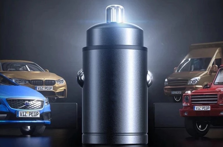 Tẩu Sạc Xe Ô Tô PUGAN 100W, 2 Cổng USB & Type-C, Sạc Siêu Nhanh An Toàn