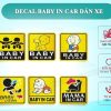 Tem Baby in Car, Sticker Dán Đuôi Xe Ô Tô, Nhiều Mẫu Hình Dễ Thương Cho Gia Đình