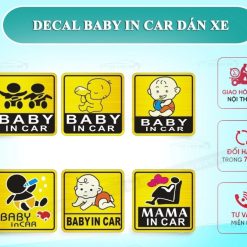 Tem Baby in Car, Sticker Dán Đuôi Xe Ô Tô, Nhiều Mẫu Hình Dễ Thương Cho Gia Đình