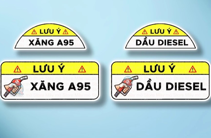 Tem Dán Nắp Xăng Ô Tô Xăng 95 / Dầu Diesel, Decal Trang Trí, Chống Nước, Sticker Nhắc Nhiên Liệu