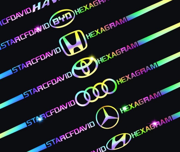 Tem Dán Xe Ô Tô Phản Quang Màu Laser, Decal Trang Trí Logo Hãng Xe, Chống Nước