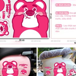 Tem Gấu Dâu Losto Dán Xe, Trang Trí iPad, Điện Thoại, Decal Chống Nước, Bền Màu