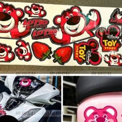 Tem Gấu Dâu Losto Dán Xe, Trang Trí iPad, Điện Thoại, Decal Chống Nước, Bền Màu