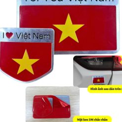 Tem Lá Cờ Việt Nam Dán Ô Tô, Xe Máy, Tem Trang Trí Kim Loại Cao Cấp “Tôi Yêu Việt Nam”