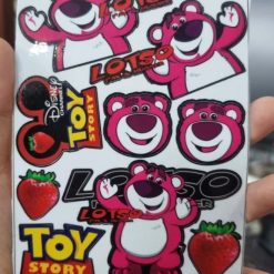 Tem Logo Sticker Gấu Dâu Hồng Mini, Decal Trang Trí Xe, Bền Đẹp, Chống Nước