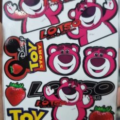 Tem Logo Sticker Gấu Dâu Hồng Mini, Decal Trang Trí Xe, Bền Đẹp, Chống Nước