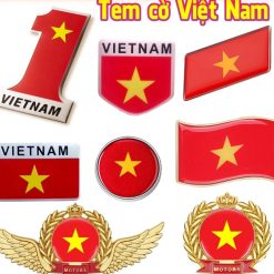 Tem Nhôm, Mika Cờ Việt Nam Dán Trang Trí Xe (Có Sẵn Keo Dán)