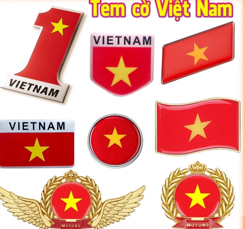 Tem Nhôm, Mika Cờ Việt Nam Dán Trang Trí Xe (Có Sẵn Keo Dán)