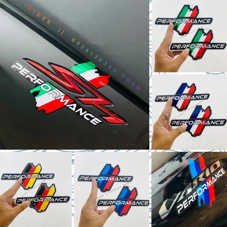 Tem Performance ITALY / AMG / ĐỨC / PHÁP Decal PVC Cao Cấp SHIN LUNG, Công Nghệ In Nhật Bản