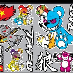 Tem Sticker Dán Gấu Quỷ, Bạo Lực Ma, Siêu Hot Trend Team Tafu, Race SouthVietnam, Bộ Hình Trang Trí Xe